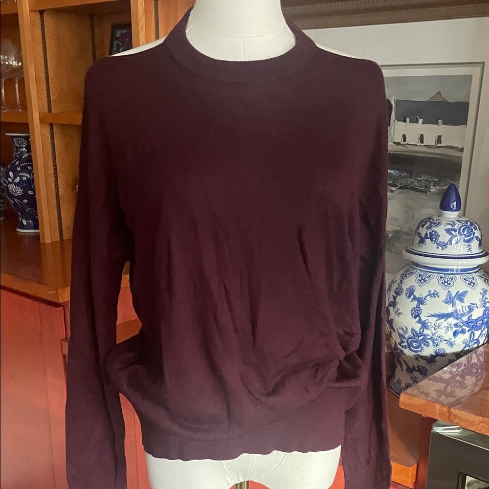 Splendid Burgundy Cold Shoulder Sweater Medium EUC - Picture 2 of 8
